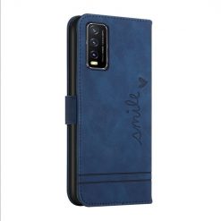 Lacné Kryty | Peňaženkové puzdro Retro Smile modré – Vivo Y20s | Lacné Kryty