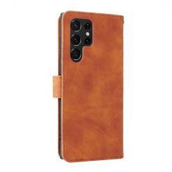 Lacné Kryty | Peňaženkové puzdro Solid hnedé – Samsung Galaxy S22 Ultra | Lacné Kryty