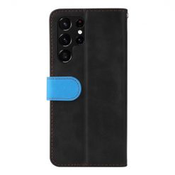 Lacné Kryty | Peňaženkové puzdro Stitching čierno-modré – Samsung Galaxy S22 Ultra | Lacné Kryty