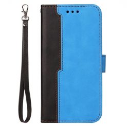 Lacné Kryty | Peňaženkové puzdro Stitching čierno-modré – Samsung Galaxy S22 Ultra