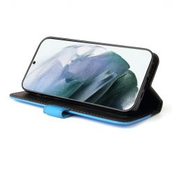 Lacné Kryty | Peňaženkové puzdro Stitching čierno-modré – Samsung Galaxy S22 Ultra | Lacné Kryty