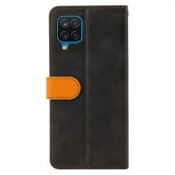 Lacné Kryty | Peňaženkové puzdro Stitching čierno-oranžové – Samsung Galaxy A12 / M12 | Lacné Kryty