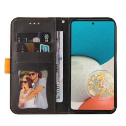 Lacné Kryty | Peňaženkové puzdro Stitching čierno-oranžové – Samsung Galaxy A53 5G | Lacné Kryty