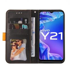Lacné Kryty | Peňaženkové puzdro Stitching čierno-oranžové – Vivo Y21 / Y21s / Y33s | Lacné Kryty