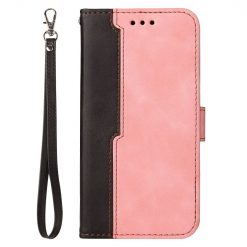 Lacné Kryty | Peňaženkové puzdro Stitching čierno-ružové – Samsung Galaxy S22 Ultra