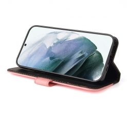 Lacné Kryty | Peňaženkové puzdro Stitching čierno-ružové – Samsung Galaxy S22 Ultra | Lacné Kryty