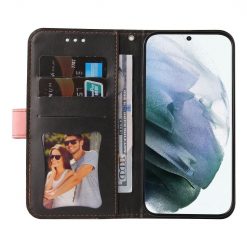 Lacné Kryty | Peňaženkové puzdro Stitching čierno-ružové – Samsung Galaxy S22 Ultra | Lacné Kryty