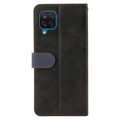 Lacné Kryty | Peňaženkové puzdro Stitching čierno-sivé – Samsung Galaxy A12 / M12 | Lacné Kryty