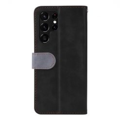 Lacné Kryty | Peňaženkové puzdro Stitching čierno-sivé – Samsung Galaxy S22 Ultra | Lacné Kryty