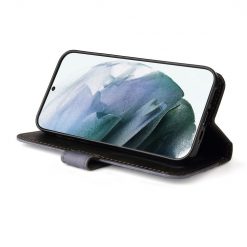 Lacné Kryty | Peňaženkové puzdro Stitching čierno-sivé – Samsung Galaxy S22 Ultra | Lacné Kryty