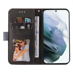 Lacné Kryty | Peňaženkové puzdro Stitching čierno-sivé – Samsung Galaxy S22 Ultra | Lacné Kryty