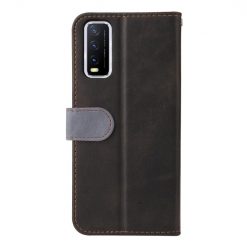 Lacné Kryty | Peňaženkové puzdro Stitching čierno-sivé – Vivo Y20s | Lacné Kryty