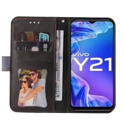 Lacné Kryty | Peňaženkové puzdro Stitching čierno-sivé – Vivo Y21 / Y21s / Y33s | Lacné Kryty
