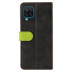 Lacné Kryty | Peňaženkové puzdro Stitching čierno-zelené – Samsung Galaxy A12 / M12 | Lacné Kryty