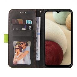 Lacné Kryty | Peňaženkové puzdro Stitching čierno-zelené – Samsung Galaxy A12 / M12 | Lacné Kryty