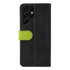 Peňaženkové puzdro Stitching čierno-zelené – Samsung Galaxy S22 Ultra | Lacné Kryty Lacné Kryty | Peňaženkové puzdro Stitching čierno-zelené – Samsung Galaxy S22 Ultra | Lacné Kryty