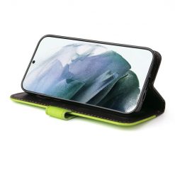 Peňaženkové puzdro Stitching čierno-zelené – Samsung Galaxy S22 Ultra | Lacné Kryty Lacné Kryty | Peňaženkové puzdro Stitching čierno-zelené – Samsung Galaxy S22 Ultra | Lacné Kryty