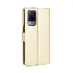 Lacné Kryty | Knižkové puzdro Shockproof Horse Texture zlaté – Vivo V21 5G | Lacné Kryty