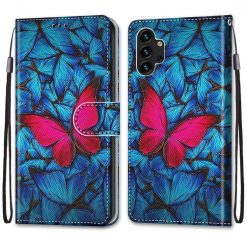 Knižkové puzdro Trendy Cross case Červený motýľ – Samsung Galaxy A13 (4G) | Lacné Kryty Lacné Kryty | Knižkové puzdro Trendy Cross case Červený motýľ – Samsung Galaxy A13 (4G) | Lacné Kryty