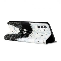 Lacné Kryty | Knižkové puzdro Trendy Cross case Čierna a biela mačka – Samsung Galaxy A13 (4G) | Lacné Kryty
