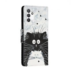 Lacné Kryty | Knižkové puzdro Trendy Cross case Čierna a biela mačka – Samsung Galaxy A13 (4G) | Lacné Kryty