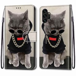 Lacné Kryty | Knižkové puzdro Trendy Cross case Cool mačka – Samsung Galaxy A13 (4G) | Lacné Kryty