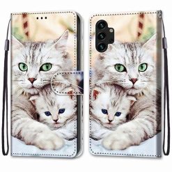 Lacné Kryty | Knižkové puzdro Trendy Cross case Mačka a mačiatko – Samsung Galaxy A13 (4G) | Lacné Kryty