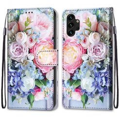 Knižkové puzdro Trendy Cross case Ružovomodrá kytica – Samsung Galaxy A13 (4G) | Lacné Kryty Lacné Kryty | Knižkové puzdro Trendy Cross case Ružovomodrá kytica – Samsung Galaxy A13 (4G) | Lacné Kryty