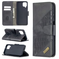 Lacné Kryty | Peňaženkové puzdro Crocodile Texture čierne – Samsung Galaxy A12 / M12 | Lacné Kryty