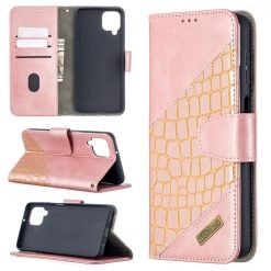Lacné Kryty | Peňaženkové puzdro Crocodile Texture ružové – Samsung Galaxy A12 / M12 | Lacné Kryty