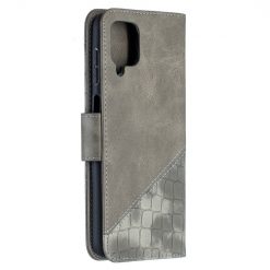 Lacné Kryty | Peňaženkové puzdro Crocodile Texture sivé – Samsung Galaxy A12 / M12 | Lacné Kryty