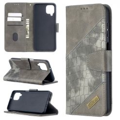 Lacné Kryty | Peňaženkové puzdro Crocodile Texture sivé – Samsung Galaxy A12 / M12 | Lacné Kryty
