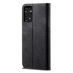 Lacné Kryty | Peňaženkové puzdro Denim Texture čierne – Xiaomi Redmi Note 11s / Note 11 4G | Lacné Kryty