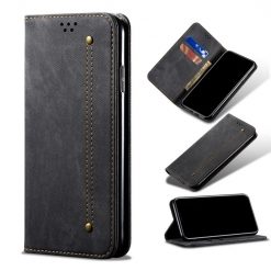Lacné Kryty | Peňaženkové puzdro Denim Texture čierne – Xiaomi Redmi Note 11s / Note 11 4G | Lacné Kryty