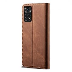 Lacné Kryty | Peňaženkové puzdro Denim Texture hnedé – Xiaomi Redmi Note 11s / Note 11 4G | Lacné Kryty