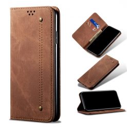 Lacné Kryty | Peňaženkové puzdro Denim Texture hnedé – Xiaomi Redmi Note 11s / Note 11 4G | Lacné Kryty