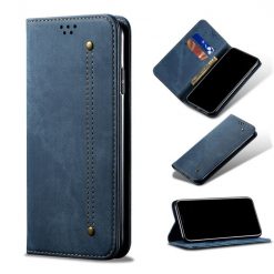 Lacné Kryty | Peňaženkové puzdro Denim Texture modré – Xiaomi Redmi Note 11s / Note 11 4G | Lacné Kryty