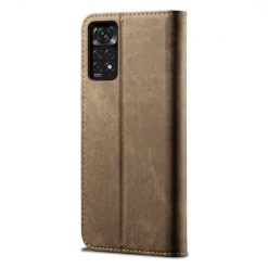 Lacné Kryty | Peňaženkové puzdro Denim Texture svetlohnedé – Xiaomi Redmi Note 11s / Note 11 4G | Lacné Kryty