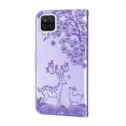 Lacné Kryty | Peňaženkové puzdro Embossing Pattern Jeleň fialové – Samsung Galaxy A12 / M12 | Lacné Kryty