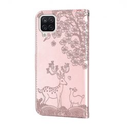 Lacné Kryty | Peňaženkové puzdro Embossing Pattern Jeleň ružové – Samsung Galaxy A12 / M12 | Lacné Kryty