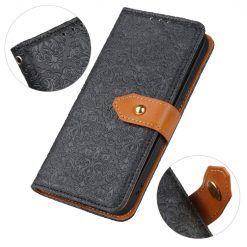 Lacné Kryty | Peňaženkové puzdro Embossing Pattern Kvety čierne – Xiaomi Redmi Note 11S / Note 11 4G | Lacné Kryty