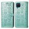 Lacné Kryty | Peňaženkové puzdro Embossing Pattern Pes a Mačka modré – Samsung Galaxy A12 / M12 | Lacné Kryty