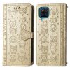 Lacné Kryty | Peňaženkové puzdro Embossing Pattern Pes a Mačka žlté – Samsung Galaxy A12 / M12 | Lacné Kryty