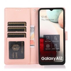 Peňaženkové puzdro Embossing Pattern Slnečnica ružové – Samsung Galaxy A12 / M12 | Lacné Kryty Lacné Kryty | Peňaženkové puzdro Embossing Pattern Slnečnica ružové – Samsung Galaxy A12 / M12 | Lacné Kryty
