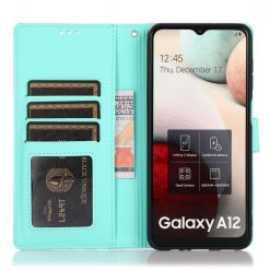 Lacné Kryty | Peňaženkové puzdro Embossing Pattern Slnečnica zelené – Samsung Galaxy A12 / M12 | Lacné Kryty