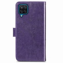 Peňaženkové puzdro Embossing Pattern Štvorlístok fialové – Samsung Galaxy A12 / M12 | Lacné Kryty Lacné Kryty | Peňaženkové puzdro Embossing Pattern Štvorlístok fialové – Samsung Galaxy A12 / M12 | Lacné Kryty