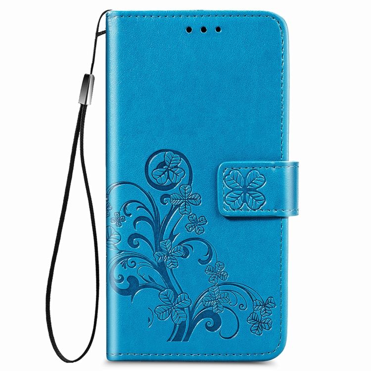 Peňaženkové puzdro Embossing Pattern Štvorlístok modré – Samsung Galaxy A12 / M12