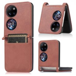 Lacné Kryty | Peňaženkové puzdro Lambskin Texture hnedé – Huawei P50 Pocket | Lacné Kryty