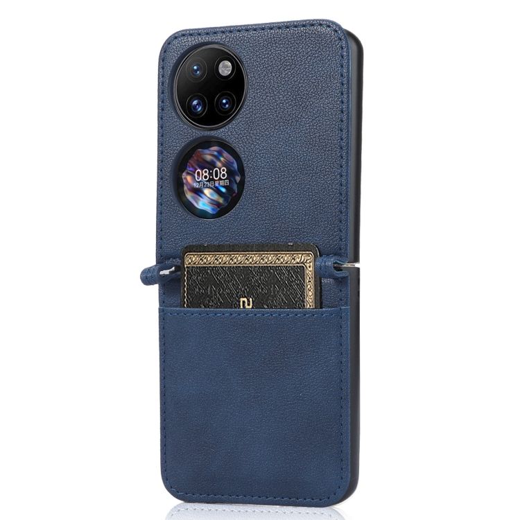 Peňaženkové puzdro Lambskin Texture modré – Huawei P50 Pocket