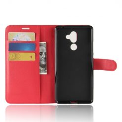 Lacné Kryty | Peňaženkové puzdro Litchi červené – Nokia 7 Plus | Lacné Kryty